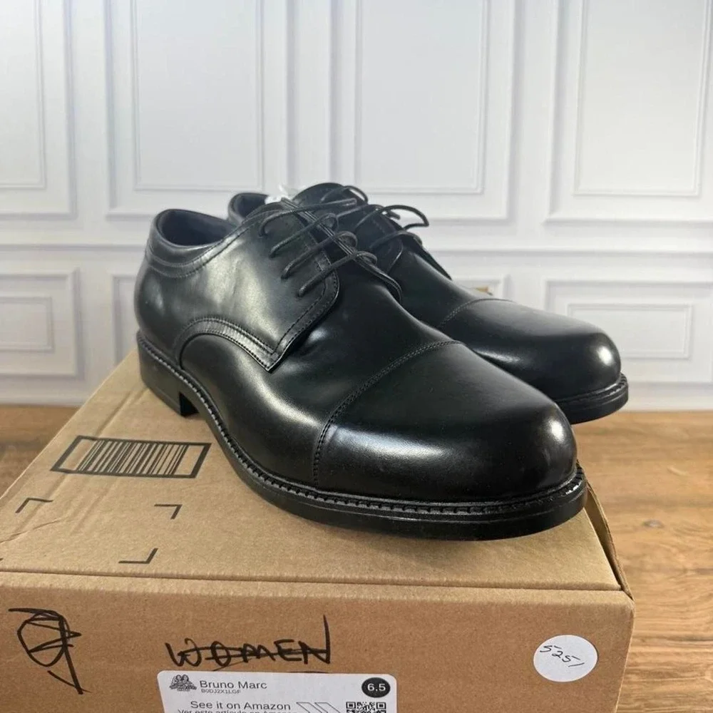 Bruno Marc Downing size 14 wide fit Black Leather Oxford Shoes